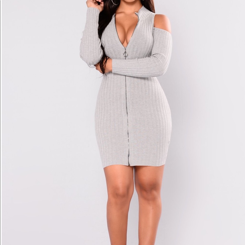 Long sleeve cold shoulder dress